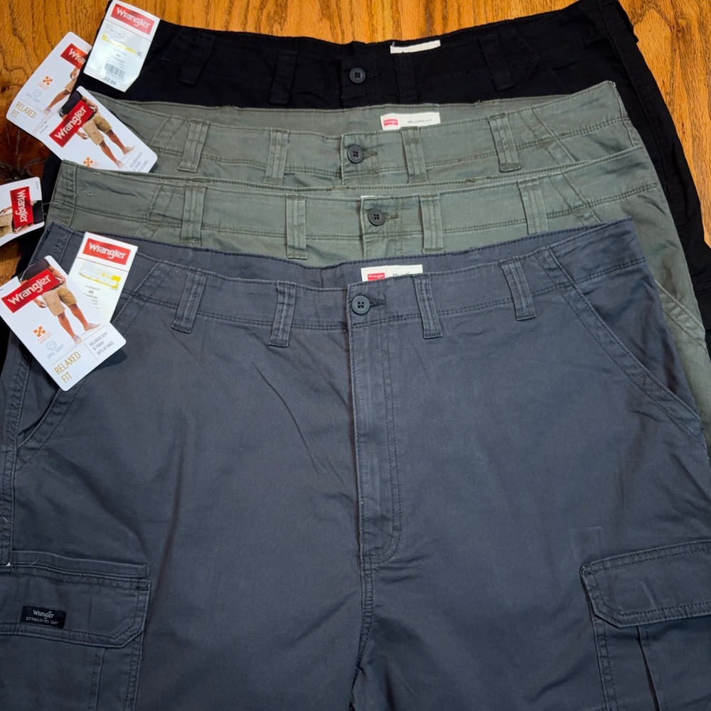 Wrangler Cargo Shorts Lot Mens 46 Relaxed Fit Epic Soft Flex Twill 4 Pair NWT
